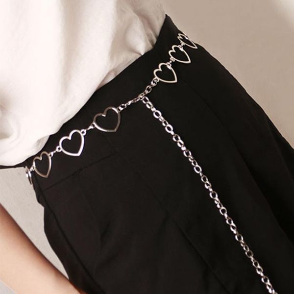 

belts love heart flower metal hollow belt girl fashion chain waist waistband women luxury accessories gold silver girdle gift, Black;brown