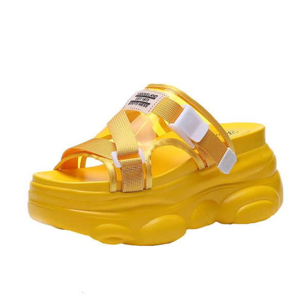 

2021 new summer of the chunky peep women's fashionable women girl sandals eight inches high heels casual beach n1kb, Black