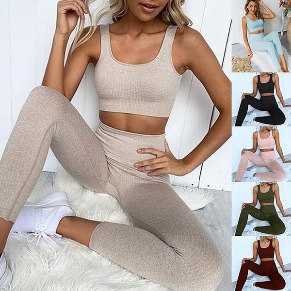 

seamless yoga set women fitness clothes sportswear woman gym leggings padded push-up sports bra 2 pcs sports suits workout set, White;red