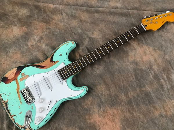 

custom electric guitar body alder color greentwo-way adjustable