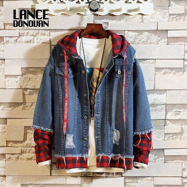 

japan style 2019 spring autumn men's fashion denim jacket casual bomber jacket denim streetwear clothes1, Black;brown