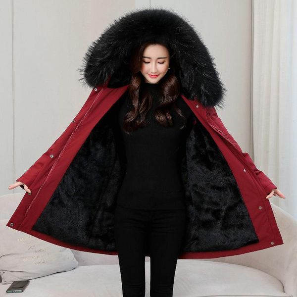 

women's down & parkas extra large size 5xl winter parka jacket 2021 casual loose padded coat thickened warm hooded clothing oversize y2, Black