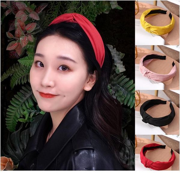 

solid color suede hairband knot headbands for women soft knotted hair hoop bezel headwrap girls women hair acc qyldmk
