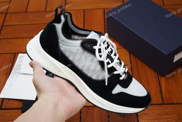 

b oblique runner sneaker 25 men platform shoes low mesh and suede upper 100% genuine leather lace-up mens trainers, Black;red