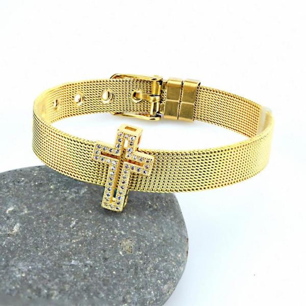 

tennis 2021 est girl bracelet stainless steel cross catholic gift gold and order with gifts, Golden;silver