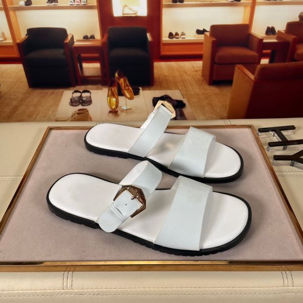 

2021 new medusa leather roman slippers fashion one-word slippers men's summer men's shoes casual simple men's sandals and sli, Black
