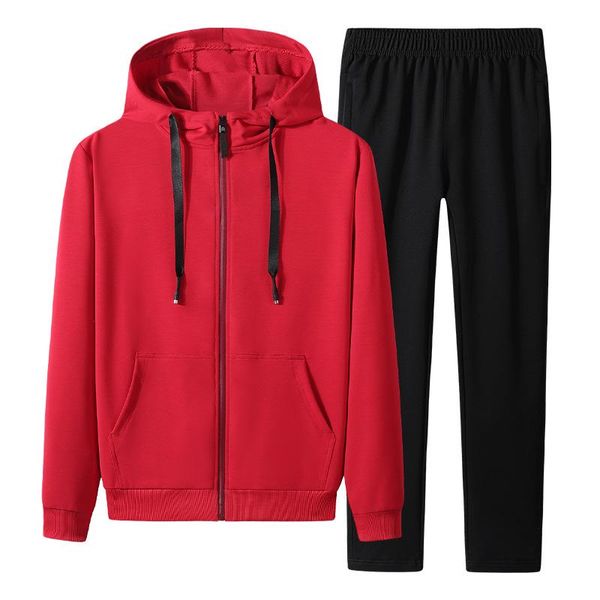 

sportswear sets men spring autumn tracksuit two pieces cotton set sweatshirt + pants new male casual clothing asian size -5xl, Gray