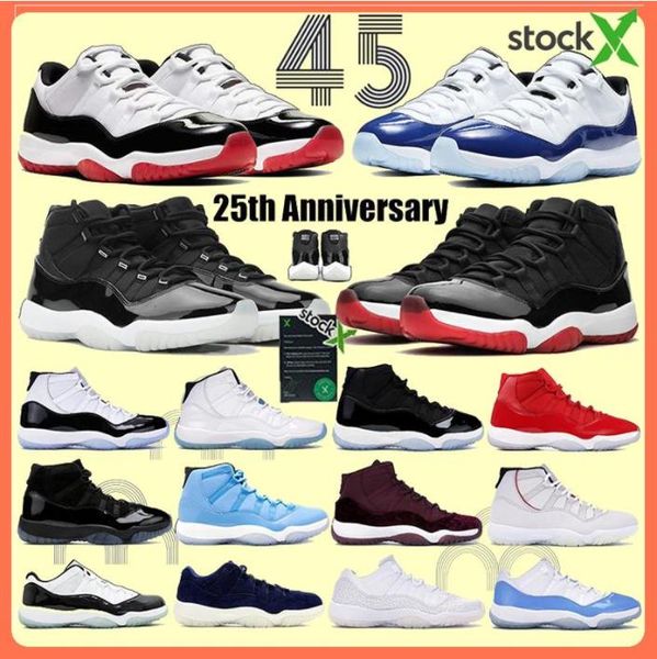 

jumpman 11 11s basketball shoes 25th anniversary concord bred jam cap and gown legend rose gold women running sneakers men skin cement unc