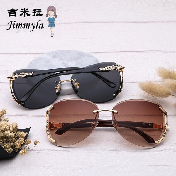 

frameless trimming glasses sunglasses women's color anti ultraviolet polarizing new fashion head, White;black