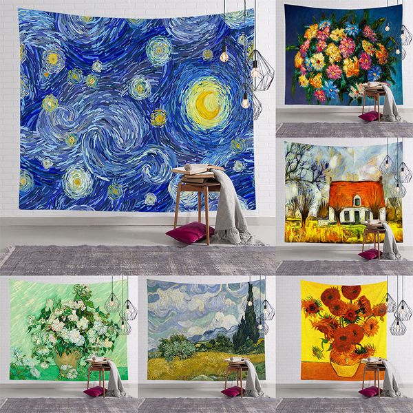 

retro oil painting tapestry custom bedside hanging cloth background cloth bedroom decoration cloth home decoration wall