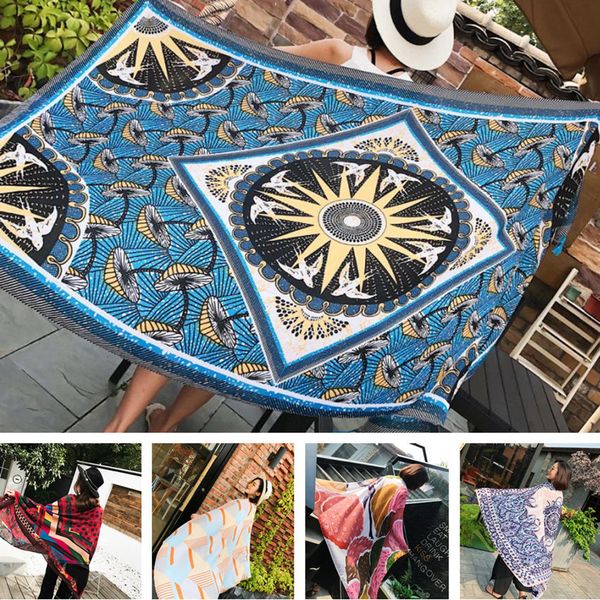 

90x180cm bikini bathing swimwear cover up sarong wrap scarf twill cotton pareo beach cover-ups women large beach dress y200708, Black;gray