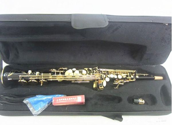 Hochwertiges schwarzes Sopransaxophon-Musikinstrument S-901 Saxophon gerades B-Saxophon mit Kofferzubehör