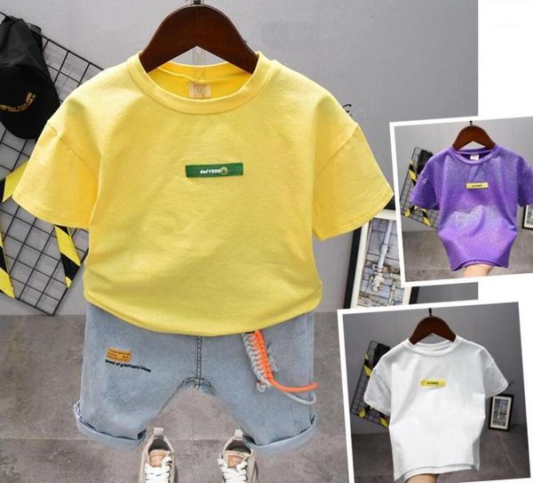 

clothing sets kids clothes set baby boy cute summer shiny t-shirt children boys shorts suit for 2-7years1, White