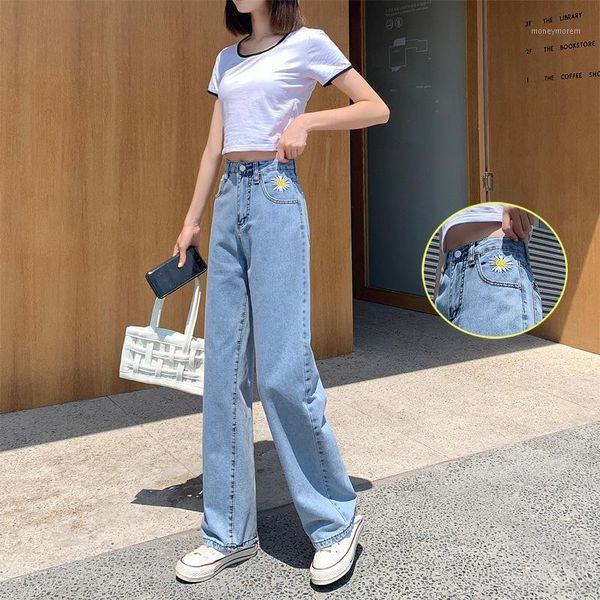 

jeans woman high waist loose slim straight wide leg pants jeans women1, Blue