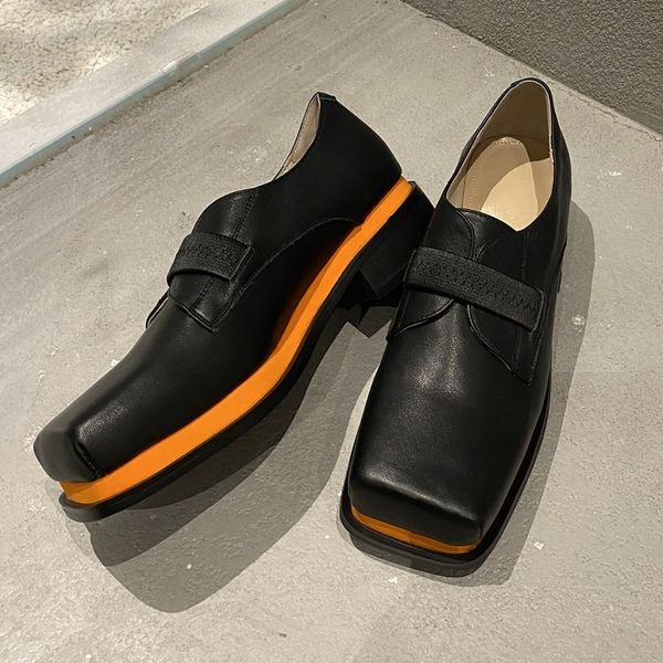 

2021 female new leather black woman spring shoes party 3pfh