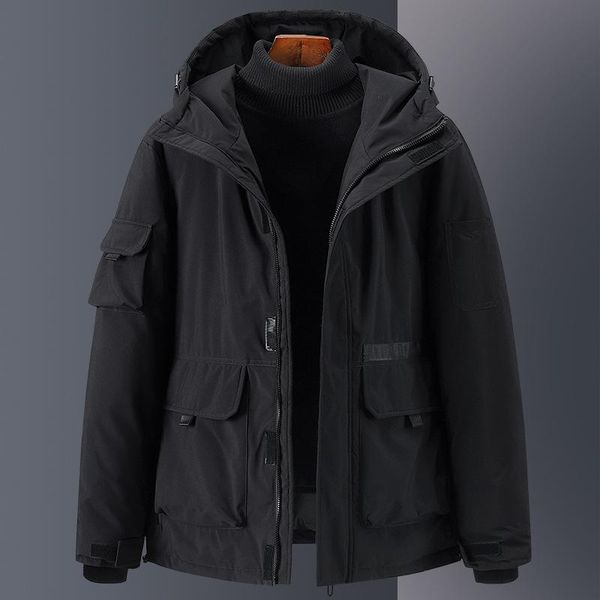 

couple down jacket outerwear korean style fashion brand hooded thickened jacket young white duck down men's, Black