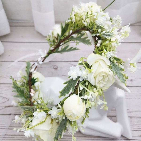 

gypsophila rose flowers crown festival headband women hair accessories headdress girl floral garland wedding floral jllcnt