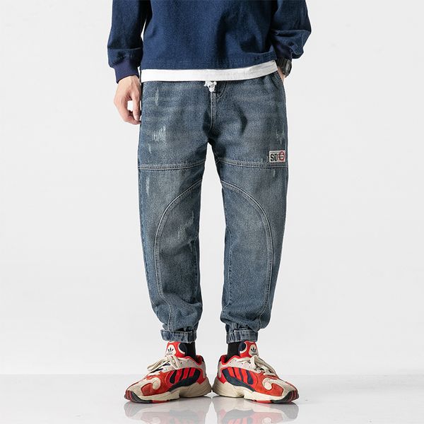 

2021 new male-style tweaked designer fit cargo pants slack background streetwear hip corridors jeans yxpj, Blue
