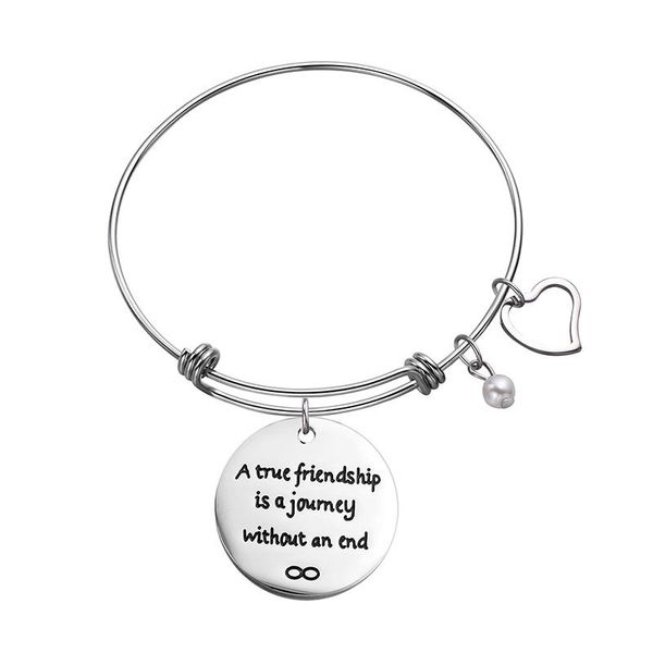 

stainless steel friendship charm bracelets & bangles heart pendant bangle pearl jewelry gift for women, Golden;silver