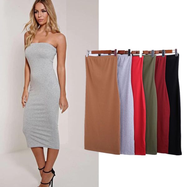 

solid new style 19 color summer strapless women's bag hip skirt, Black;gray