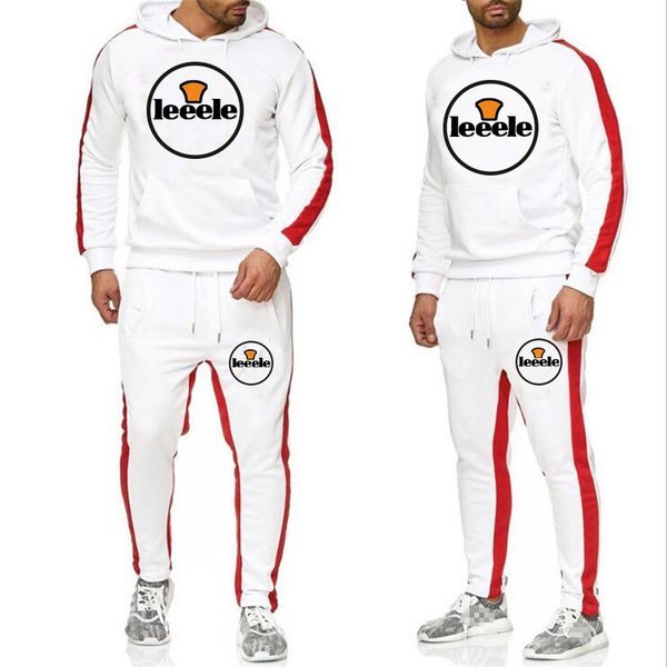 

2021 winter plus size 3xl men striped tracksuit hooded sweatshirt sweatshirt sportswear men running training sets casual sport suit, Gray