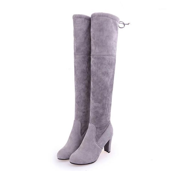 

slim over the knee boots winter women boots over the knee high heel women snow plus size gxxsggx1, Black