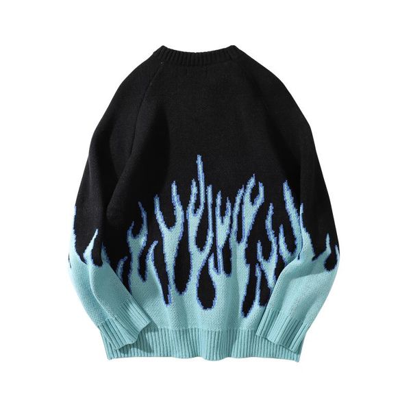 

zhuzunzhe sweater men streetwear retro flame pattern hip hop autumn new pull over o-neck oversize couple casual men's sweaters, White;black