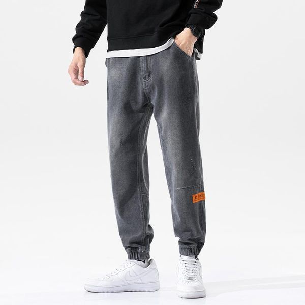 

new casual fashion men's jeans korean trend loose versatile nine-point denim pants overalls1, Blue