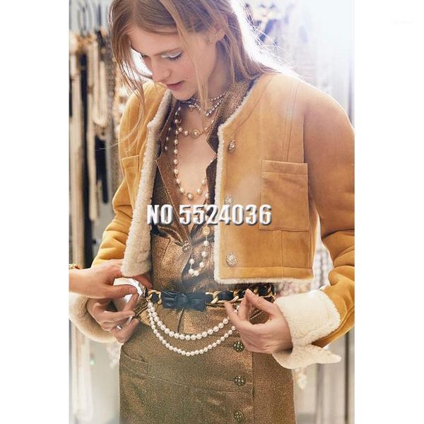 

winter suede jackets women lambs wool casual jackets thick warm short jacket female 2020 designer coat female1, Black;brown
