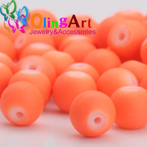

olingart резиновые стеклянные бусины высокого качества 100 шт. 8 мм конфеты цвет неоновые матовые бусы ручной работы украшений изготовления
