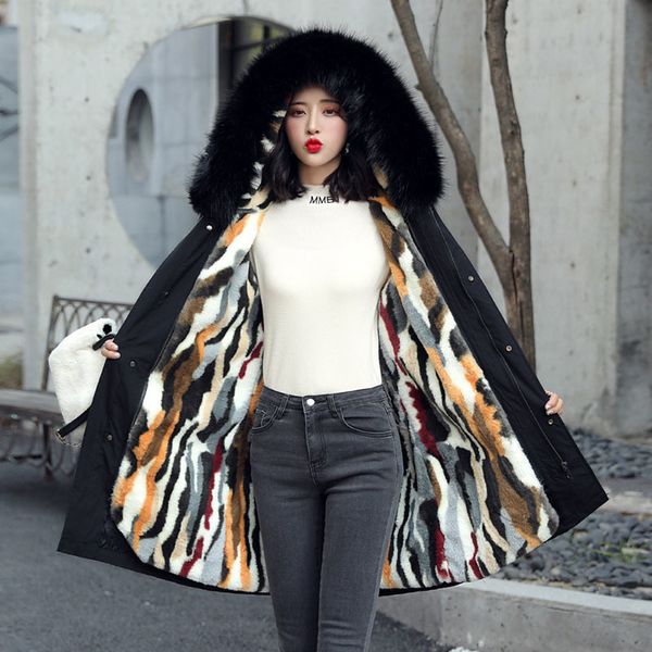 

2021 new new cotton coat three wear women's fashions winter padded casual jacket mid-length large parkas, Black