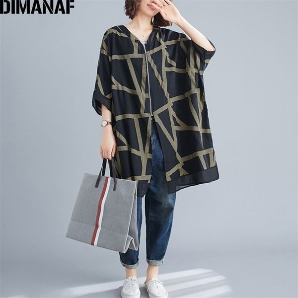 

dimanaf summer plus size jackets coats women clothing vintage print striped lady outerwear loose casual zipper cardigan thin 5xl 201210, Black;brown