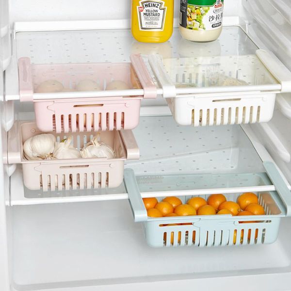 

storage bottles & jars d 1pc bathroom shelves fridge rack with layer partition refrigerator plastic holder kitchen pull-out drawer