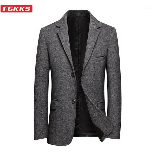 

fgkks new men casual blazers quality brand men's solid color thick suit jacket business slim fit wild blazers male1, White;black