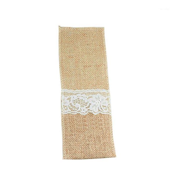 

jute lace christmas cutlery holder utensil bag fork spoon pocket home table deco1