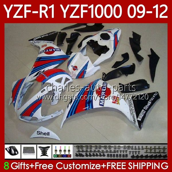 Corpo de motocicleta para yamaha yzf r1 1000 cc yzf1000 yzf-r1 09-12 bodywork 92no.114 yzf-1000 yzf r 1 yzfr1 09 10 11 12 1000cc 2009 2010 2012 2012 kit de justo vermelho ciano branco