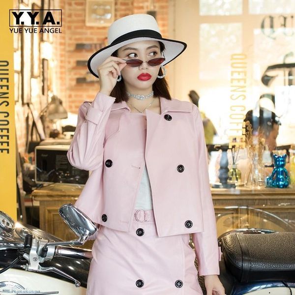 

new loose fit women genuine leather jacket brand female sheepskin real leather coats pink red green black jackets1