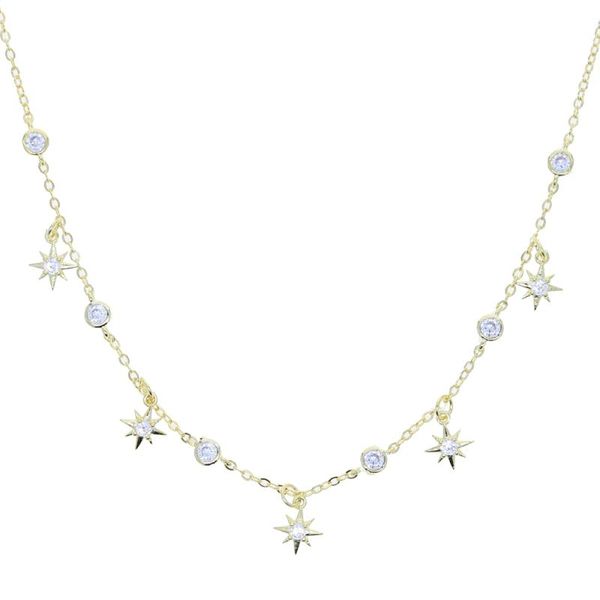 

chokers cz star charm choker gold silver color wholesale trendy necklace women jewelry 2021 valentine's day gift, Golden;silver