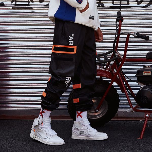 

mens pants autumn thin cotton casual pant trousers skinny jogger cargo pants fashion hip hop streetwear pockets harem pants 577018723222, Black