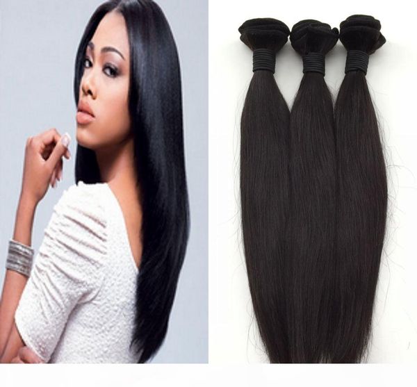 

brazilian hair virgin human hair weaves extensions peruvian malaysian indian mongolian virgin hair straight bundles dyeable, Black