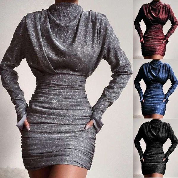 

and new waist 2020 slim fit long sleeve dress, Black;gray