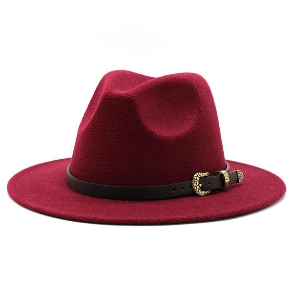 

wide brim hats fedora hat british vintage autumn winter women men felts jazz trilby cap with belt buckle wedding, Blue;gray