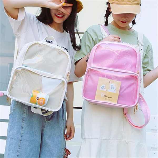 

outdoor bags cute clear transparent women backpacks pvc jelly color student schoolbags fashion teenage girls for school backpack 1