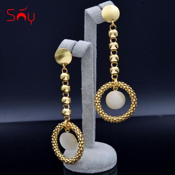 

dangle & chandelier sunny jewelry big round earrings for women long drop selling dubai party wedding gift, Silver