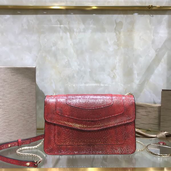 

2021 latest style shoulder bag 38102 serpent red imported soft cowhide material lamb skin inside enamel buttons take charm and attractive