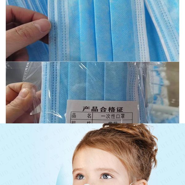 

factoryb3tcchildren kids masks 3-12 years in 3 stock layers filter disposable safety mouth masks anti spit protection c