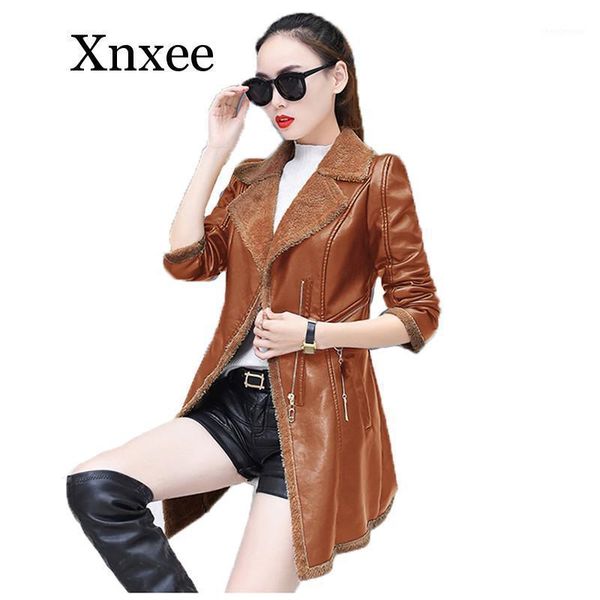

black faux leather coat women gray green khaki loose pu jacket autumn winter new korean lapel fashion plus velvet jacket1