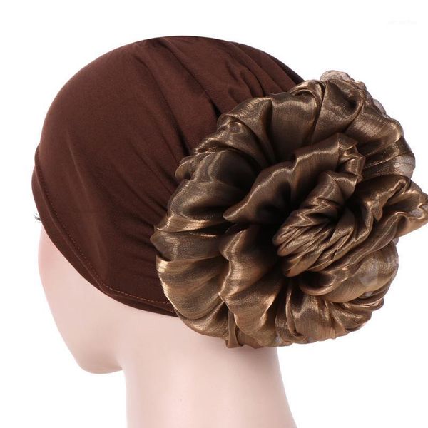 

2020 new muslim elastic turban caps solid flower beanie hat chemo beanie women headbands turbante hair accessories headwear1, Red