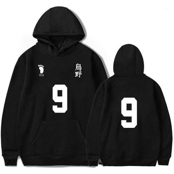 

japan anime haikyuu karasuno high school kageyama tobio funny hoodie hip hop graphic sweatshirts poleron hombre streetwear hoody1, Black