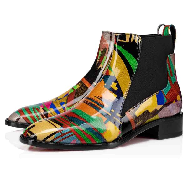 

heels shoes ankle boot handmade shoes luxury graffiti/black patent leather lady fashion brand